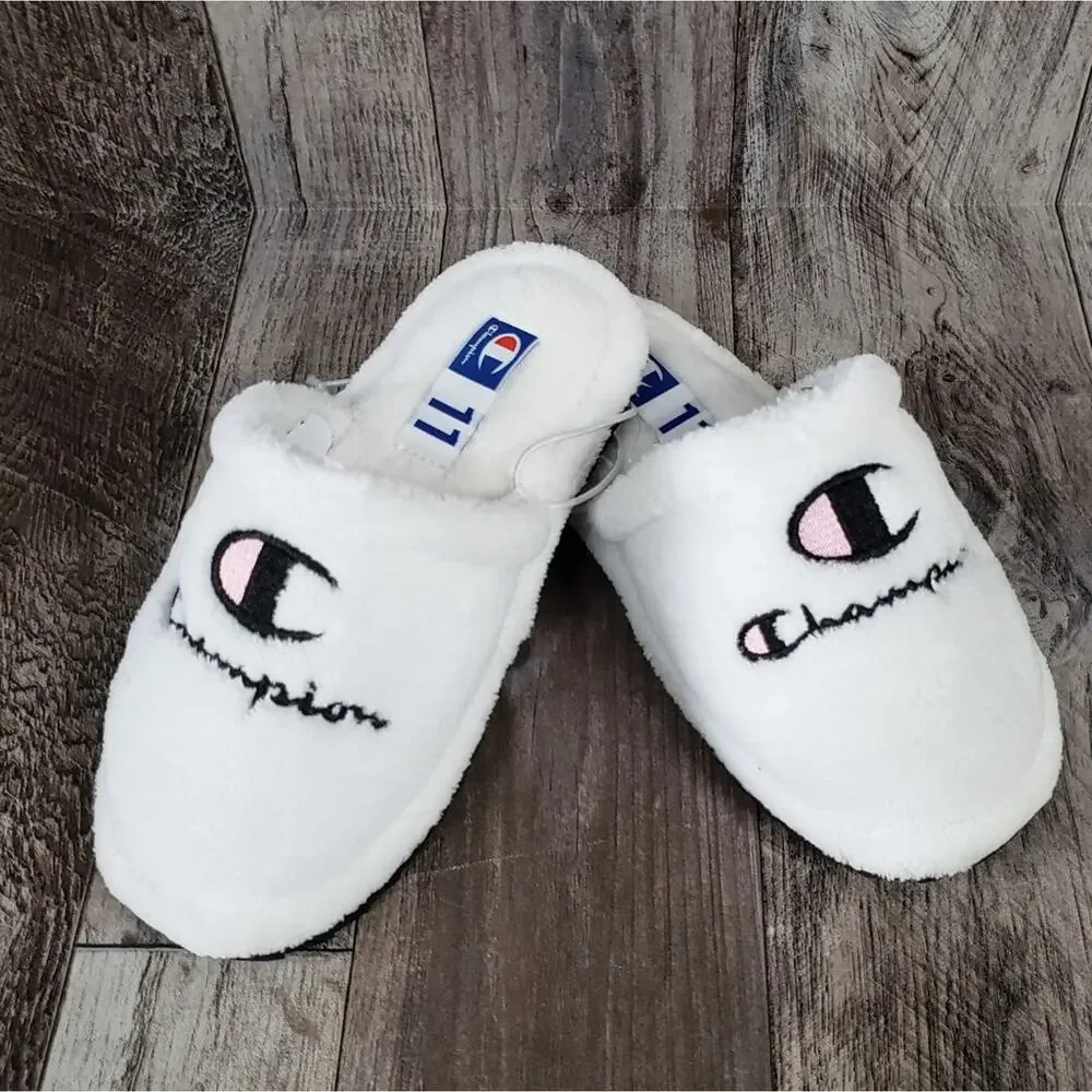 Champion Motel Slippers Youth Size 11 Terrycloth Girls Hard Sole Cushioned White